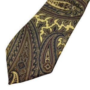 Oscar de la Renta Mens Silk Tie Paisley Cream Silver Purple Blue